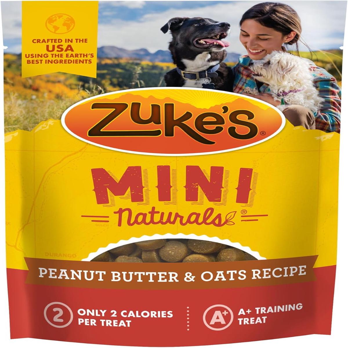 Zukes Mini Naturals Dog Treats - Peanut Butter & Oats Recipe- 6oz - DS