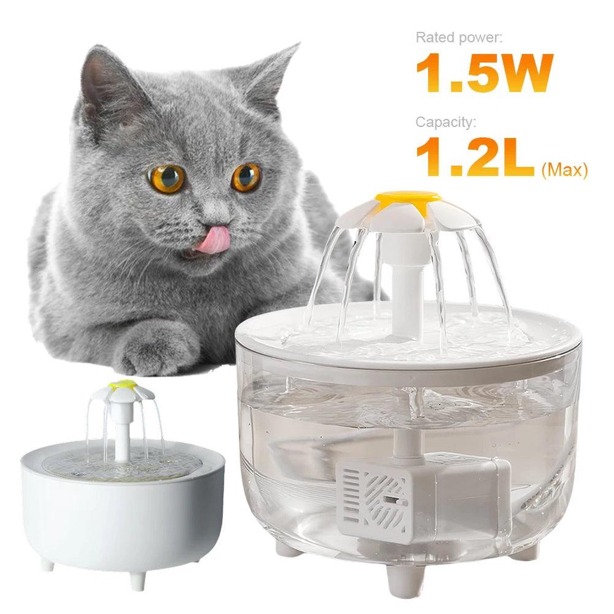 1200ml USB Electric Automatic Cat Drink Bowl Filter